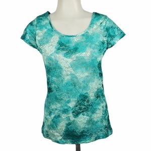 RUE 21 Full Lace Top Marbled Teal Size M
